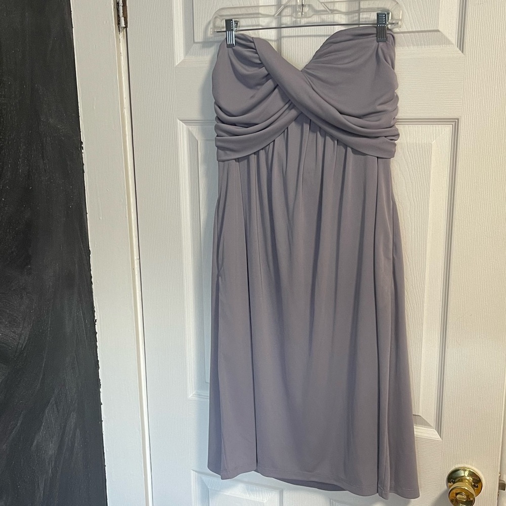 Dove & Dahlia Leah Bridesmaid Cocktail Strapless Dress in Slate Grey - Picture 7 of 7